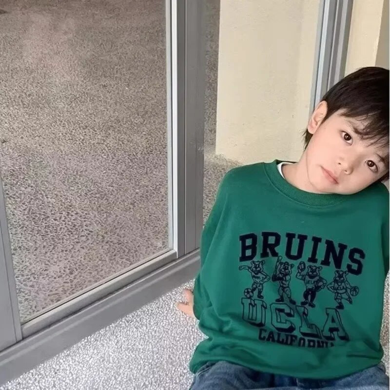 Poiste kampsun kevade ja sügise stiil Uus keskmise suurusega laste sügisene särk Moodne ja moodne