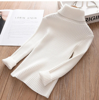 IENENS Detský dievčenský sveter, trikotový rolák, detský zimný sveter, jednofarebný sveter, jesenný teplý sveter pre chlapcov a dievčatá