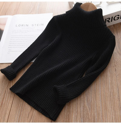 IENENS Detský dievčenský sveter, trikotový rolák, detský zimný sveter, jednofarebný sveter, jesenný teplý sveter pre chlapcov a dievčatá