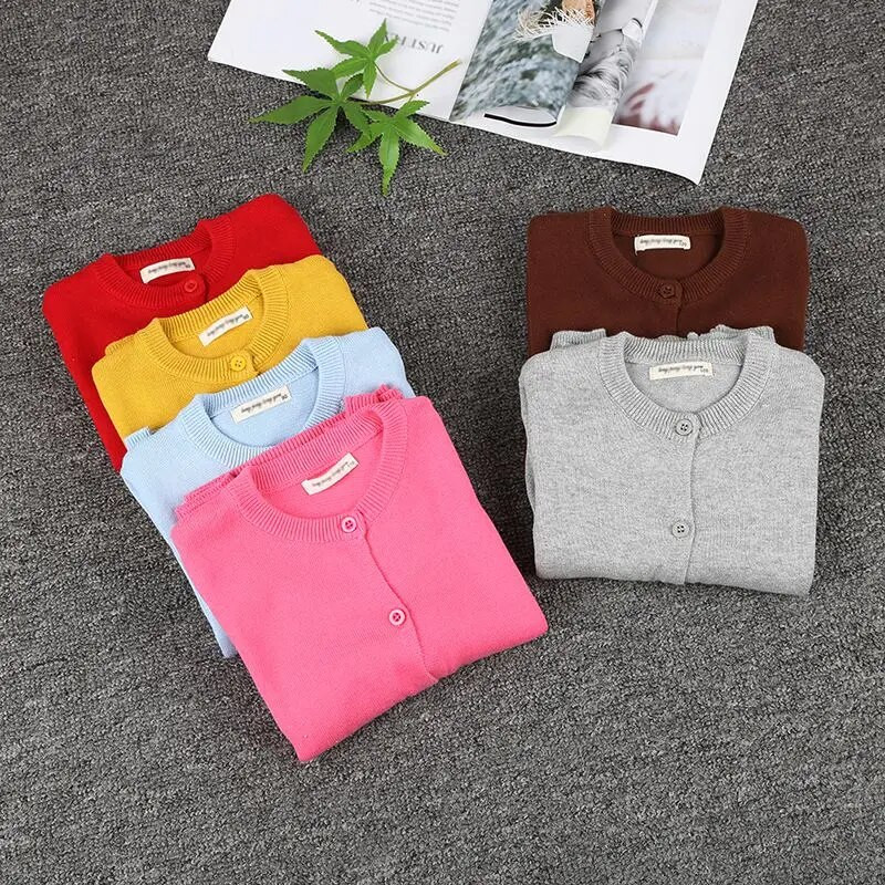 Rudeninis vaikų megztinis paltas kūdikiui šiltas trikotažas Vaikams megztinis Mažiems berniukams mergaitėms ilgomis rankovėmis vientisos medvilnės megztinio striukės