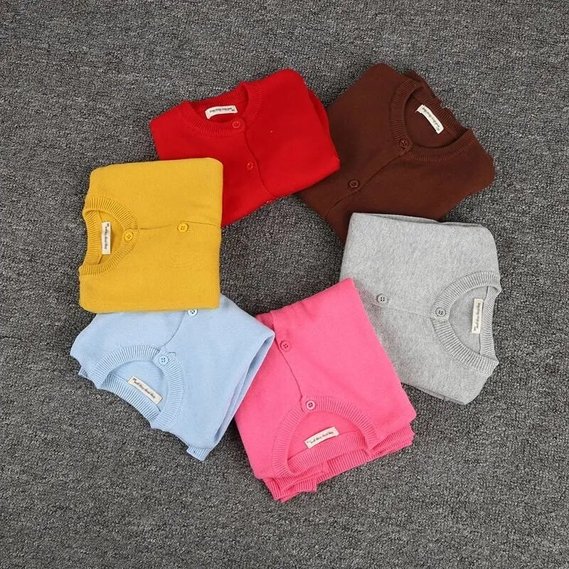 Rudeninis vaikų megztinis paltas kūdikiui šiltas trikotažas Vaikams megztinis Mažiems berniukams mergaitėms ilgomis rankovėmis vientisos medvilnės megztinio striukės