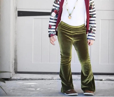 Pantaloni evazați multicolori pentru bebeluși nou-născuți 6M-6T pentru copil mic, catifea, ocazional, cu talie elastică, pantaloni ocazional versatili