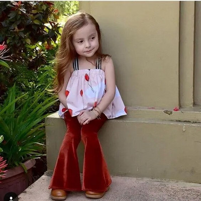 Pantaloni evazați multicolori pentru bebeluși nou-născuți 6M-6T pentru copil mic, catifea, ocazional, cu talie elastică, pantaloni ocazional versatili