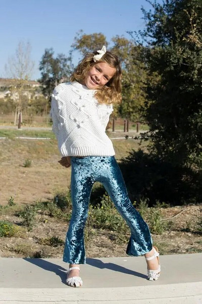 Pantaloni evazați multicolori pentru bebeluși nou-născuți 6M-6T pentru copil mic, catifea, ocazional, cu talie elastică, pantaloni ocazional versatili