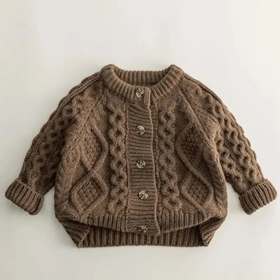 Beebi kevadkampsun Talvine Lastele Tüdrukutele Puuvillane Kootud Top Riided Pikad varrukad Väikelapse Paks Kardigan Laste Jope Ülerõivad