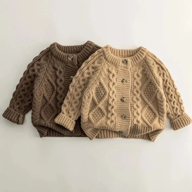 Beebi kevadkampsun Talvine Lastele Tüdrukutele Puuvillane Kootud Top Riided Pikad varrukad Väikelapse Paks Kardigan Laste Jope Ülerõivad