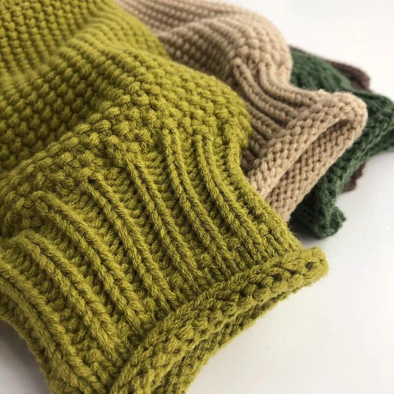 Kórejský štýl Zimné pletené svetre pre chlapcov Čisté farby Zahusťovacie pulóvre Topy Oblečenie Batoľa Dlhý rukáv Rolák Pletené