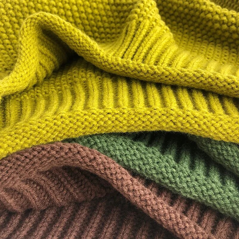 Kórejský štýl Zimné pletené svetre pre chlapcov Čisté farby Zahusťovacie pulóvre Topy Oblečenie Batoľa Dlhý rukáv Rolák Pletené