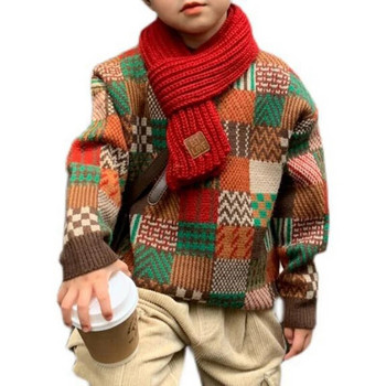 Есен Зима Y2K пачуърк Дебел пуловер за момичета с дълъг ръкав Chic Boys Плетещи горнища Сладък детски пуловер Kawaii Детски дрехи