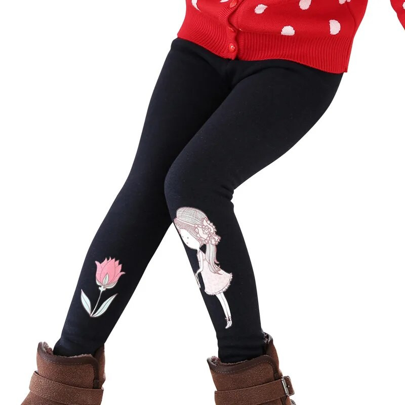 Nové zimné dievčenské legíny, zahusťovacie teplé nohavice, detské dlhé nohavice, detské kreslené úzke oblečenie, legíny pre dievčatá 4-14 rokov