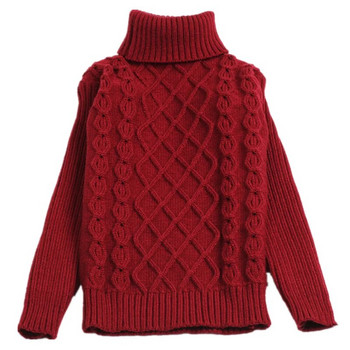 Деца, бебета, момчета, момичета, пуловер с висока яка и райе, кръстосано плетиво, есен, зима, унисекс плетен пуловер с топло дъно 2-14T