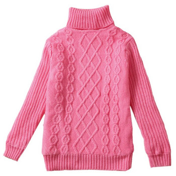 Деца, бебета, момчета, момичета, пуловер с висока яка и райе, кръстосано плетиво, есен, зима, унисекс плетен пуловер с топло дъно 2-14T