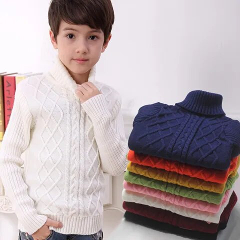 Lapsed Beebid Poisid Tüdrukud Kilpkaelusega kampsun Triibuline Risti kudum Sügistalv Unisex Soe põhjaga kootud Pullover 2-14T