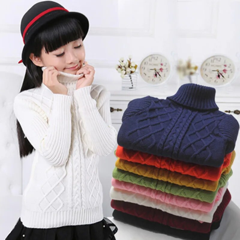 Lapsed Beebid Poisid Tüdrukud Kilpkaelusega kampsun Triibuline Risti kudum Sügistalv Unisex Soe põhjaga kootud Pullover 2-14T