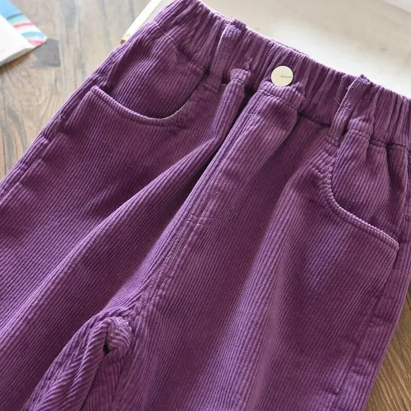 Detské teplé nohavice pre dievčatá a chlapcov 2023 Nové detské flísové manšestrové nohavice, zahusťovacie vrchné oblečenie jeseň/zima 2, 4, 6, 8