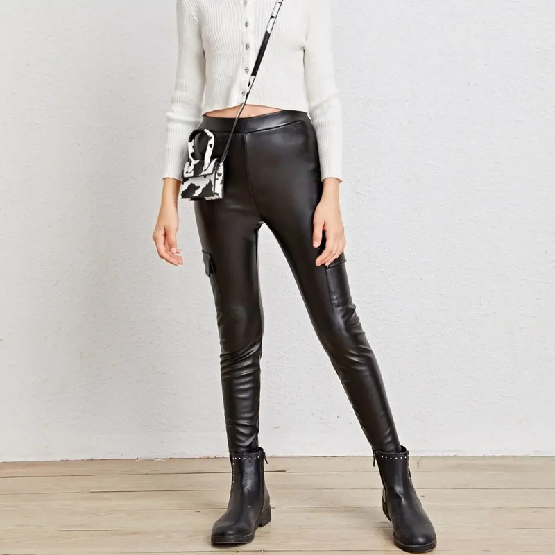 Mergaičių PU Antblauzdžiai Pavasario rudens antblauzdžiai vaikams Odinės siauros kelnės nuo 2 iki 12 metų vaikiškos kelnės Drabužiai paauglių kelnės