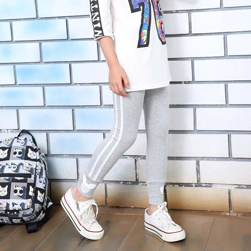 Primăvară Toamnă Fete Jambiere Cu dungi laterale Copii Pantaloni skinny Îmbrăcăminte pentru copii