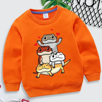 Χαριτωμένο γενειοφόρος δράκος Pogona γραφικά φούτερ για κορίτσια αγόρια Kawaii Animal Hoodies Cartoon μακρυμάνικο Roupa Infantil Παιδικά ρούχα