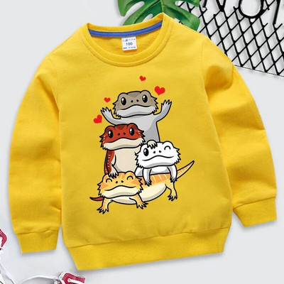 Χαριτωμένο γενειοφόρος δράκος Pogona γραφικά φούτερ για κορίτσια αγόρια Kawaii Animal Hoodies Cartoon μακρυμάνικο Roupa Infantil Παιδικά ρούχα