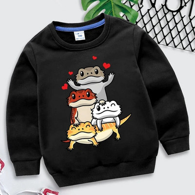 Χαριτωμένο γενειοφόρος δράκος Pogona γραφικά φούτερ για κορίτσια αγόρια Kawaii Animal Hoodies Cartoon μακρυμάνικο Roupa Infantil Παιδικά ρούχα