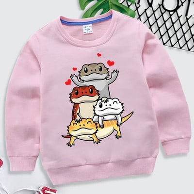 Χαριτωμένο γενειοφόρος δράκος Pogona γραφικά φούτερ για κορίτσια αγόρια Kawaii Animal Hoodies Cartoon μακρυμάνικο Roupa Infantil Παιδικά ρούχα
