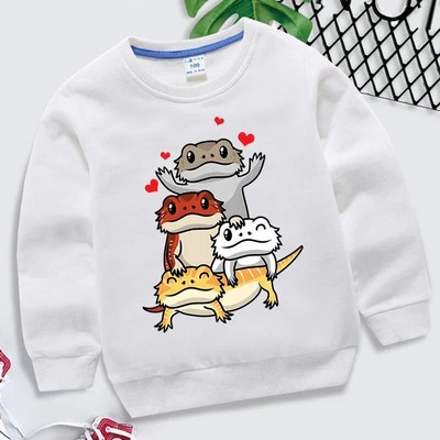 Χαριτωμένο γενειοφόρος δράκος Pogona γραφικά φούτερ για κορίτσια αγόρια Kawaii Animal Hoodies Cartoon μακρυμάνικο Roupa Infantil Παιδικά ρούχα