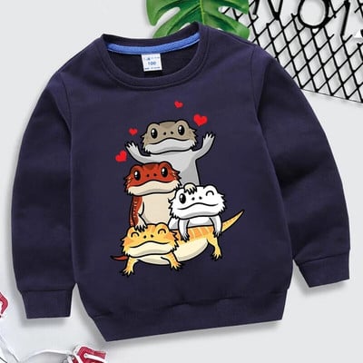 Χαριτωμένο γενειοφόρος δράκος Pogona γραφικά φούτερ για κορίτσια αγόρια Kawaii Animal Hoodies Cartoon μακρυμάνικο Roupa Infantil Παιδικά ρούχα