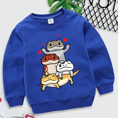 Χαριτωμένο γενειοφόρος δράκος Pogona γραφικά φούτερ για κορίτσια αγόρια Kawaii Animal Hoodies Cartoon μακρυμάνικο Roupa Infantil Παιδικά ρούχα