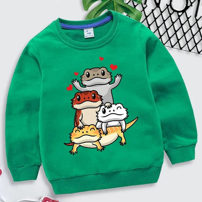 Χαριτωμένο γενειοφόρος δράκος Pogona γραφικά φούτερ για κορίτσια αγόρια Kawaii Animal Hoodies Cartoon μακρυμάνικο Roupa Infantil Παιδικά ρούχα