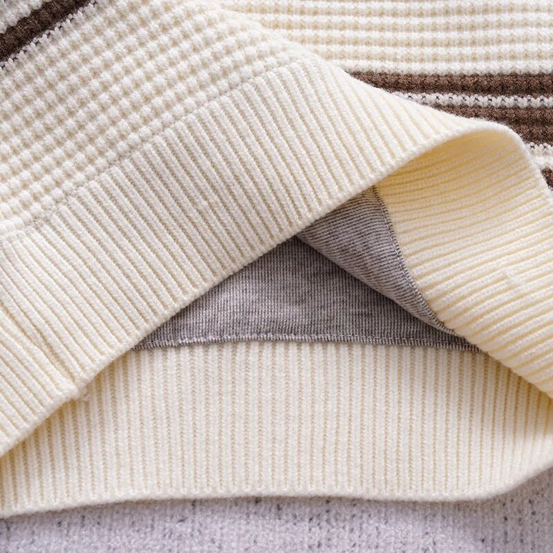 Chlapčenské oblečenie s pruhovaným svetrom, zima 2022, detské hrubé svetre, vysoko kvalitné módne štýlové detské športové oblečenie pre deti vo veku 3-10 rokov