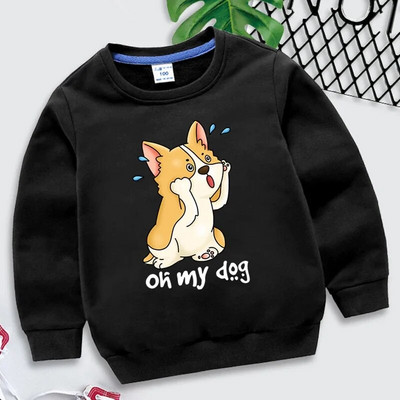 Kids Animal Puns Hoodie Oh My Dog Grafika Baby Boy Drēbes ar garām piedurknēm Pulovers Smieklīgs Humors Sporta Apģērbs Suņu Puns Meiteņu džemperis