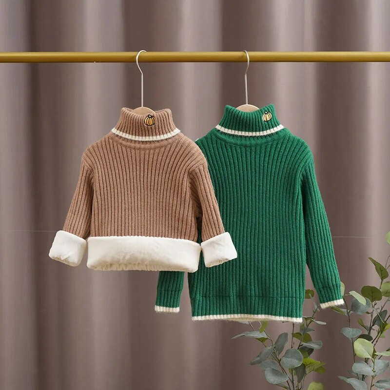 Kampsunid poistele Talveriided Tüdrukud Kõrvitsa Kaunistus Mood Uued Lapsed Turtlene Paks Soe Pehme Lapsed Kudumine Costom