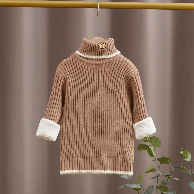 Kampsunid poistele Talveriided Tüdrukud Kõrvitsa Kaunistus Mood Uued Lapsed Turtlene Paks Soe Pehme Lapsed Kudumine Costom