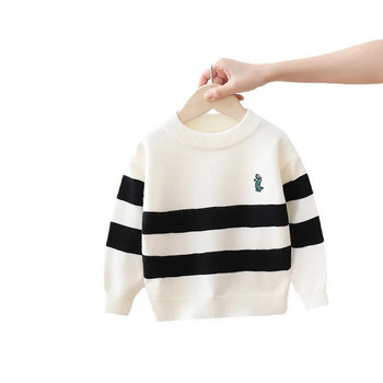 2024 Момчета Плетен пуловер Шаблон за бродерия Бебешки есенни зимни памучни горнища Момчета Плетени пуловери Детски корейски детски пуловер
