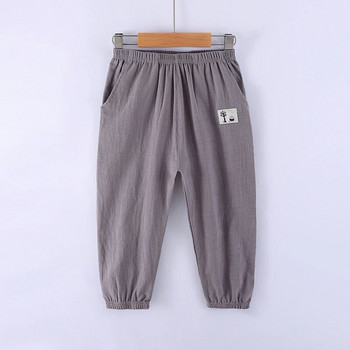 Μονόχρωμο καλοκαιρινό παντελόνι κουνουπιών Παιδικό παντελόνι για αγόρια κορίτσια Βαμβακερό λινό ελαστικό μέσης Παιδικά ρούχα μακρύ παντελόνι 100-160cm