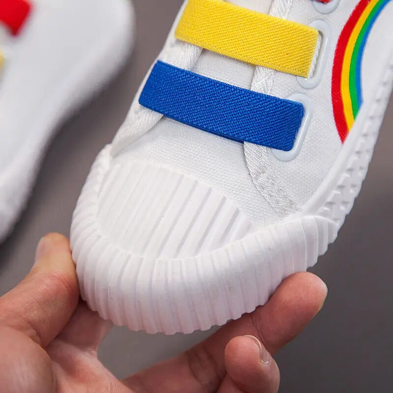 Copil Băiat Fată Pânză Bucle cu cârlig Pantofi curcubeu plat Primăvară 2023 Timp liber Copii Pantofi anti-alunecare Confort Pantofi Copii mici Tenis