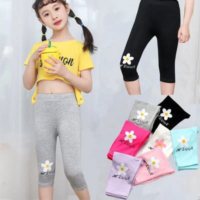 Gyereknadrágok 3-8 évesek Lányok Nyári Leggings Cukorka Színes Pantalon Capris Virágmintás nadrágok Skinny Stretch Leginsy Babaruhák