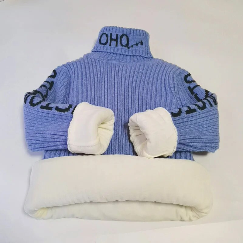 Pulover pentru băieți Haine de iarnă pentru copii, la noua modă, tricot, haine cu gât țesut, pentru fete, de înaltă calitate, costum pentru sugari cald.