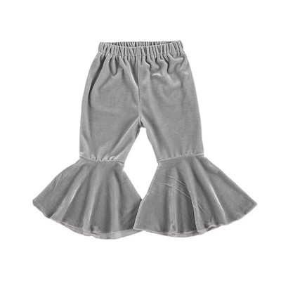 Lioraitiin 0-6 rokov dievčenské zamatové zvonové nohavice pre bábätká, dlhé rozšírené nohavice, ležérne nohavice s elastickým pásom pre deti