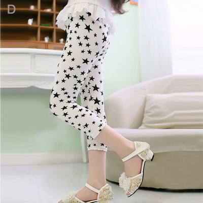 3-10 ani fete pantaloni tăiați cu flori cu imprimeu floral pentru copii până la gambe pantaloni slăbiți jambiere elastice pentru copii