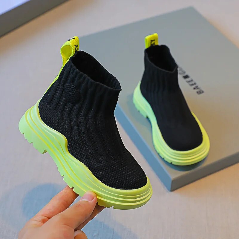 Pantofi tricotați casual pentru fete Tenis cu șosete înalte, pantofi sport copii, primăvară, toamnă, adolescenți, 3-15 ani