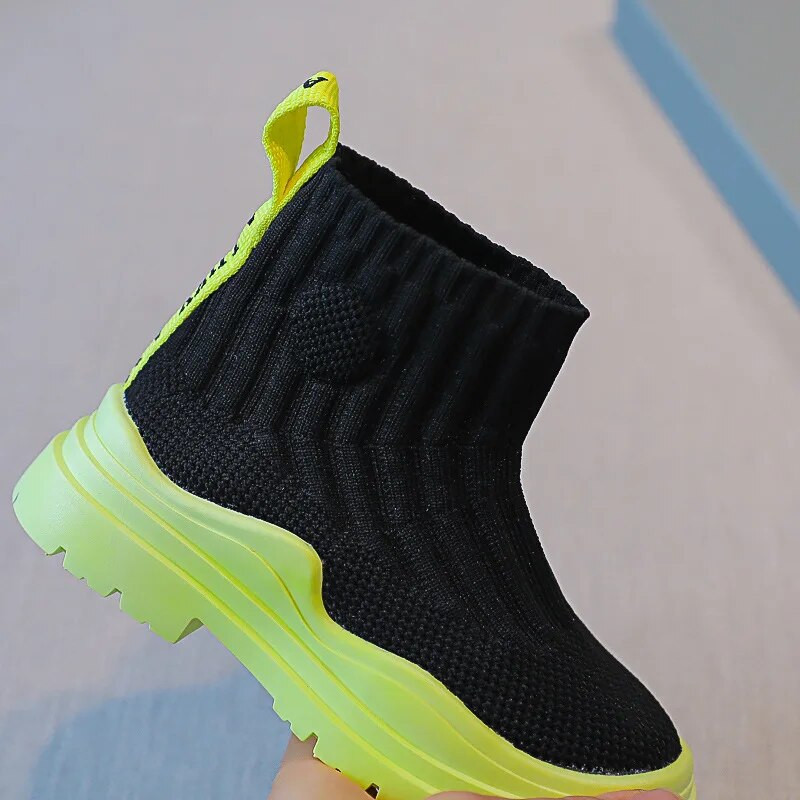 Pantofi tricotați casual pentru fete Tenis cu șosete înalte, pantofi sport copii, primăvară, toamnă, adolescenți, 3-15 ani