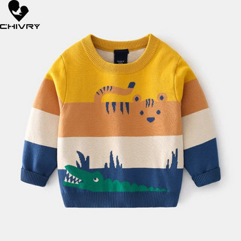 Нов 2022 Есен Зима Детски пуловер Пуловер Момчета Анимационни жакардови дебели плетени пуловери с О-образно деколте Горнища Детско облекло