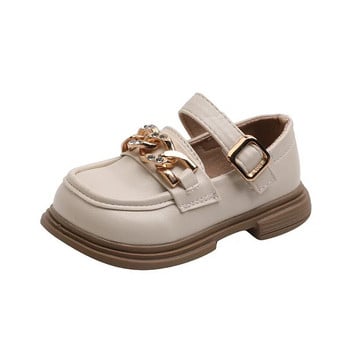 Παπούτσια Princess για μωρά, Αντιολισθητικά, Δερμάτινα παπούτσια με μαλακή σόλα για κορίτσια, Παιδικά σχολικά παπούτσια με μεταλλική αλυσίδα από κρύσταλλο G06215