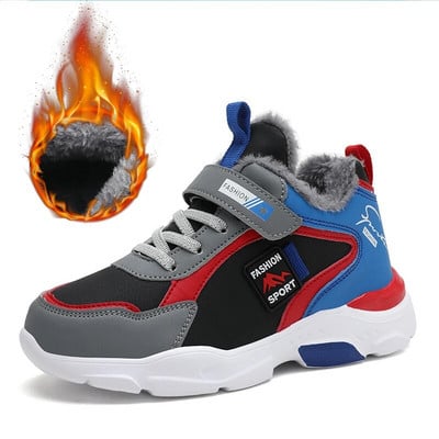 Detské bežecké topánky pre chlapcov, zimné a teplé, nepremokavé, kožené, dievčenské, ležérne, trekingové