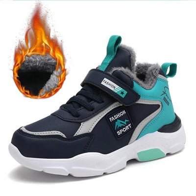 Detské bežecké topánky pre chlapcov, zimné a teplé, nepremokavé, kožené, dievčenské, ležérne, trekingové