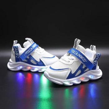 Нови LED детски светещи обувки Бебешки светещи маратонки Момчета Светещи маратонки Детски дишащи мрежести маратонки
