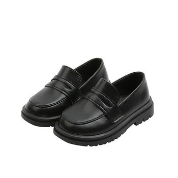Нови 2024 Пролет Есен PU кожени обувки Момчета Момичета Британски стил Черни кафяви обувки за изпълнение Детски ежедневни мокасини с приплъзване