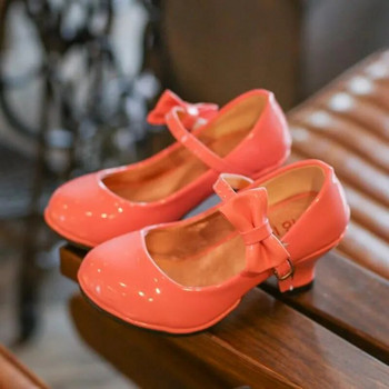 Пролетни детски обувки Момичета Сандали за принцеса с висок ток Детски обувки Кожени модни парти рокли Сватбени обувки