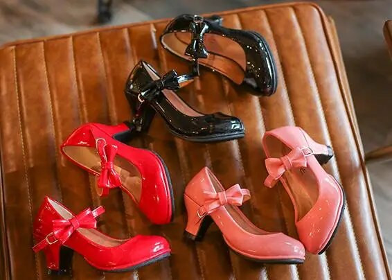 Primavara Copii Pantofi Fete Toc Inalt Printesa Dans Sandale Copii Pantofi Piele Moda Fete Rochie De petrecere Pantofi de nunta